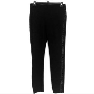 Black Leggings/Pants with Leather Detailing